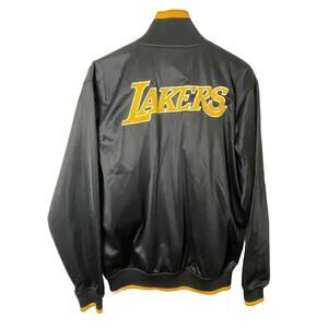 UNK NBA Los Angeles Lakers Logo Black & Yellow Zip Up Jacket Graphic Men Sz LRG